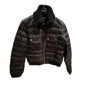 Aqua Women’s Black Puffer Down Bomber Jacket Size Large